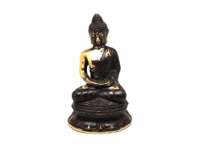 Réz figura Buddha lótusz óarany 12x7cm