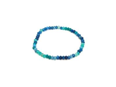 Achát fazettált színezett zöld-kék korong karkötő 4×3 mm