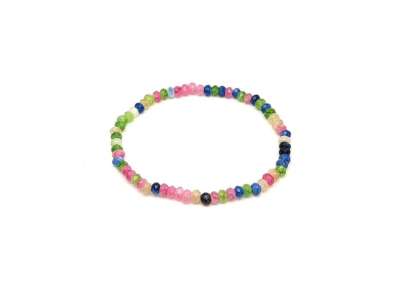 Achát fazettált színezett pink-zöld-kék korong karkötő 4×3 mm