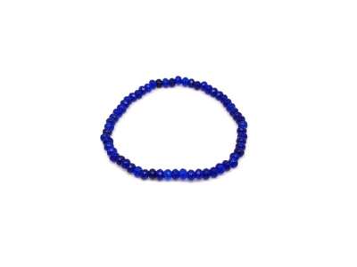 Achát fazettált színezett sötétkék korong karkötő 4×3 mm