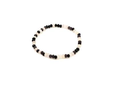 Achát fazettált színezett fekete-fehér korong karkötő 4×3 mm