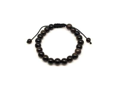 Arany obszidián csúszócsomós golyó karkötő 8 mm