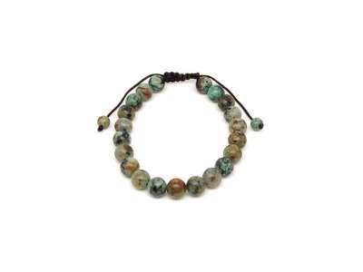 Afrikai türkiz csúszócsomós golyó karkötő 8–9 mm