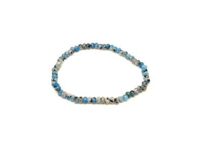 Achát tűz fazettált korong karkötő kék-fehér 4×3 mm