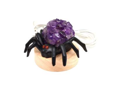 Ametiszt pók lámpa USB 7 cm – természetes ásvány hangulatlámpa