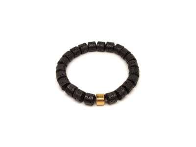 Bazalt korong karkötő arany köztessel 8–9 mm