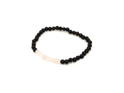 Bazalt rózsakvarc golyó korong karkötő 4–5 mm