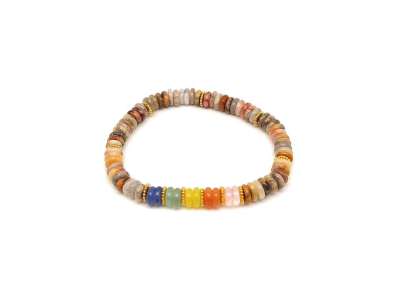 Achát csipke 5 köves korong karkötő köztes díszítéssel 6×2 mm