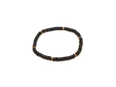 Bazalt ásvány karkötő arany korong köztessel 4–5 mm