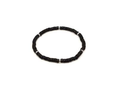 Bazalt ásvány karkötő ezüst korong köztessel 4–5 mm