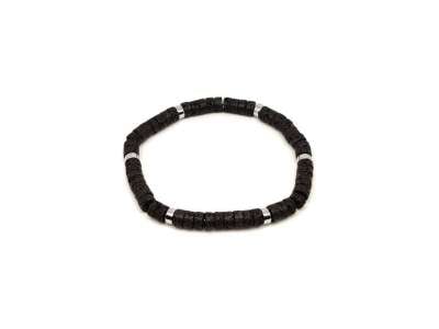 Bazalt ezüst köztes korong karkötő 6-7mm