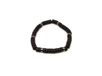 Bazalt ásvány karkötő hematit korong köztessel 6–7 mm