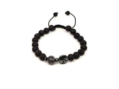 Bazalt életfa karkötő Larvikit gyönggyel 8 mm