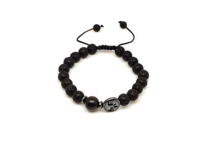 Bazalt életfa karkötő Arany Obszidián gyönggyel 8 mm