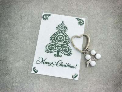 Merry Christmas kulcstartó tejkvarccal