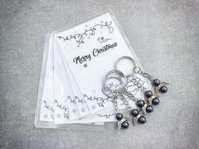 Merry Christmas kulcstartó hematittal 5dbos csomag