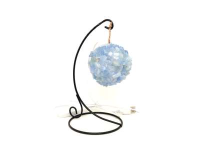 Kék kalcit gömb hangulatlámpa USB állvánnyal 9-10 cm