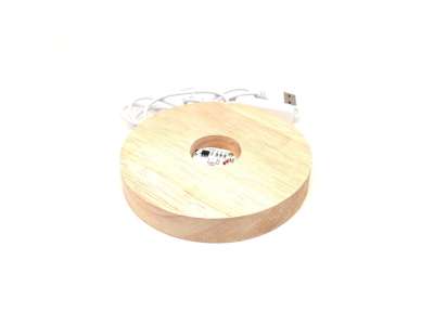 Fa talpas színváltós RGB LED talp ásványokhoz 12 cm kerek