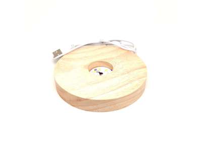 Fa talpas fehér LED talp ásványokhoz 12 cm kerek