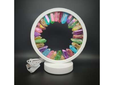 Aura kvarccsúcs nyers kör ásvány hangulatlámpa 21×18 cm