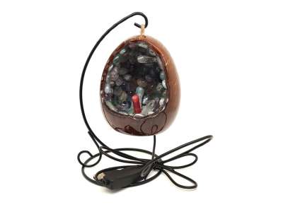 Fluorit tojás hangulatlámpa fém állvánnyal 10 cm