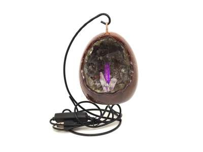 Citrin nyers tojás hangulatlámpa fém állvánnyal 10 cm