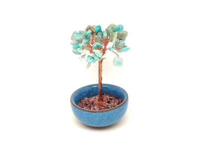 Amazonit ásványfa cserépben, kék – 10-11 cm