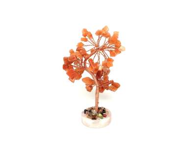 Aventurin-rózsakvarc ásványfa korongon, narancs – 12 cm