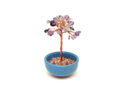 Fluorit ásványfa cserépben, lila-zöld – 10-11 cm