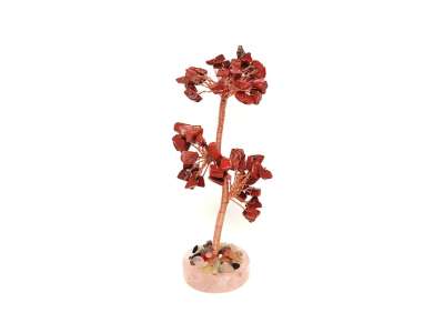 Vörös jáspis-rózsakvarc ásványfa korongon – 12 cm