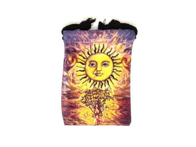 Lángoló nap mintás szütyő – textil ajándéktasak 13x18 cm