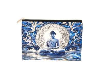 Kék Buddha mintás szütyő – textil ajándéktasak 21x15 cm