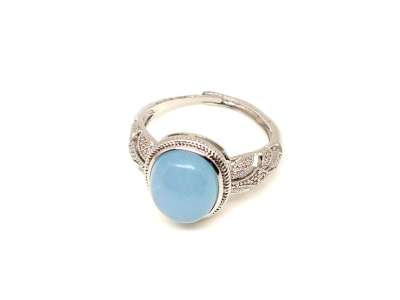 Akvamarin ovál köves állítható gyűrű 15x13mm „Óceánszív”