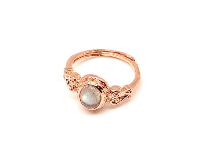 Labradorit gyűrű ovál 10x7 mm, rozéarany, állítható „Kékzöld Derengés