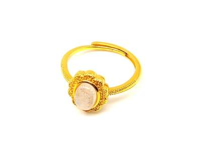 Labradorit gyűrű virág 11x10 mm, aranyszínű, állítható „Szürke Szikra