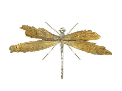 Turmalin szitakötő dísz aranysárga 11 cm „Aranyszárnyú Napkerülő”