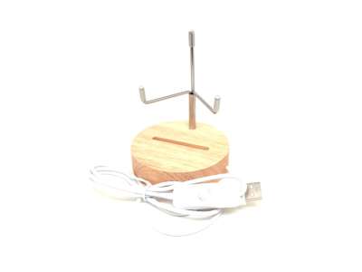Fa talpas kerek LED világító talp ásványokhoz 10×11 cm nagy