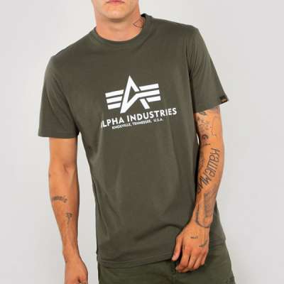 Férfi póló Alpha Industries Basic T-Shirt Dark Olive