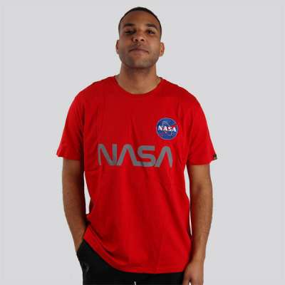 Férfi póló alpha industries NASA Reflective T-Shirt Red
