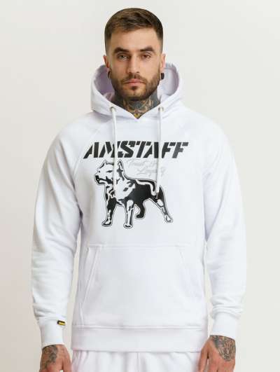 Amstaff Logo 2.0 Hoodie - weiß/schwarz