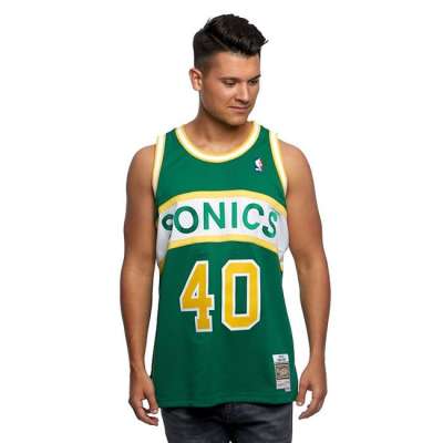 Mitchell & Ness Seattle Supersonics  #40 Shawn Kemp green/yellow Swingman Jersey