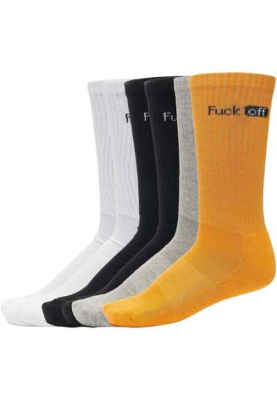 Mr. Tee Fuck Off Socks 6-Pack black/white/grey/neonorange