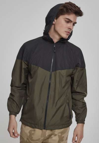 Urban Classics 2-Tone Tech Windrunner blk/darkolive