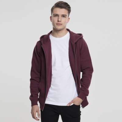 Pulóver Urban Classics Basic Zip Hoody cherry