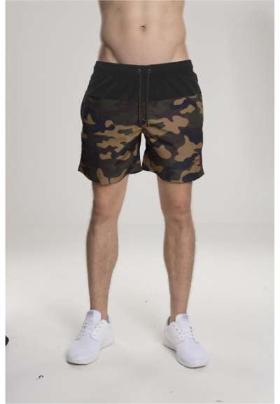 Urban Classics Block Swim Shorts blk/woodcamo