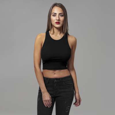 Urban Classics Ladies Cropped Rib Top black