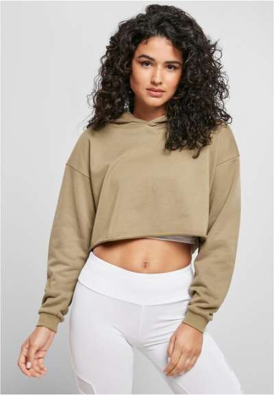 Urban Classics Ladies Oversized Cropped Hoody khaki