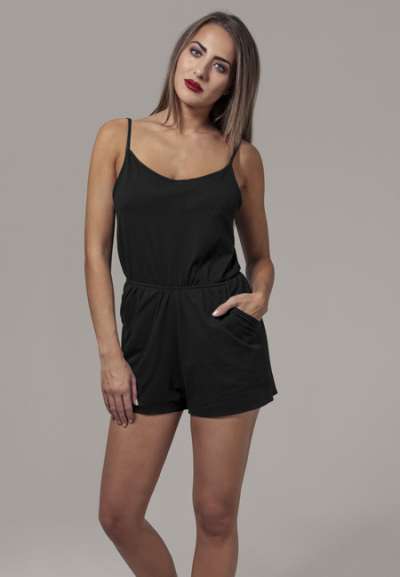 Urban Classics Ladies Short Spaghetti Jumpsuit black