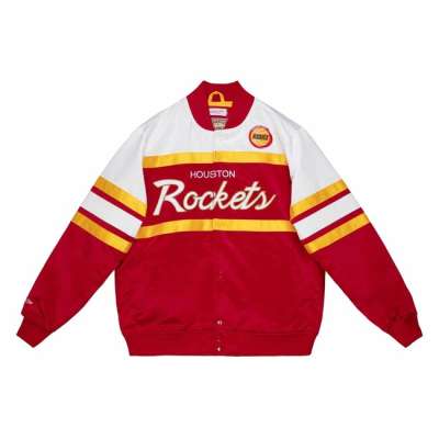 Mitchell & Ness Houston Rockets Special Script Heavyweight Satin Jacket red