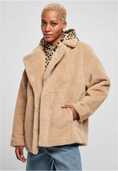 Urban Classics Ladies Lapel Teddy Jacket unionbeige